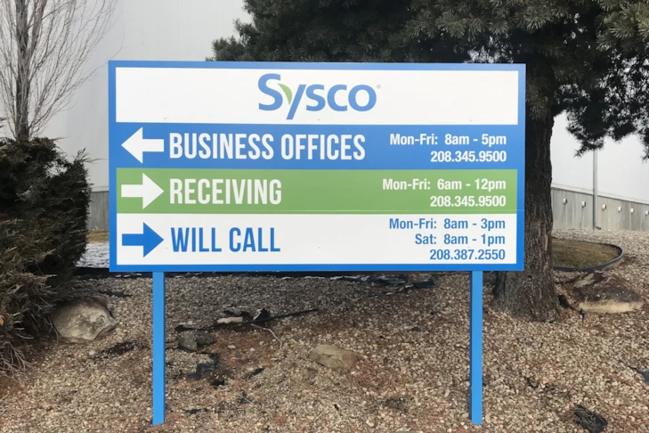 Business Offices Blue Post and Panel Directional Sign