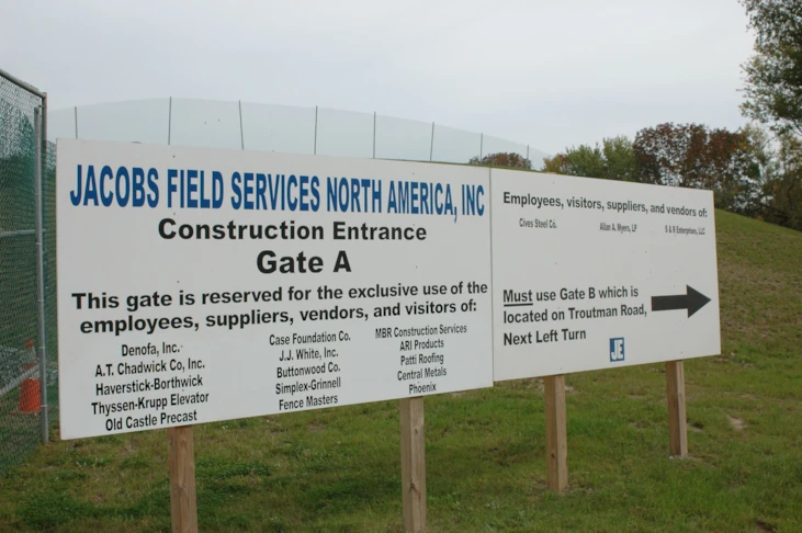 Wayfinding Post and Panel Sign for Construction Site