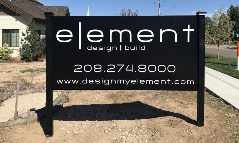 Black Post and Panel Sign for Design Company