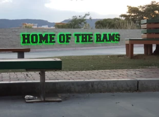 Exterior Home of the Rams 3D sign for College Campus
