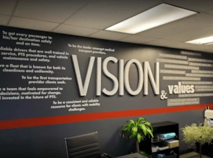 Vision and Values Wall Graphics and Dimensional Lettering