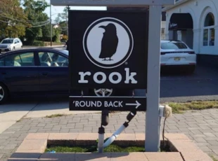 Black and White Directional Sign for Coffee Shop