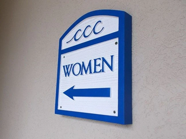 Sandblasted Wayfinding Restroom Sign