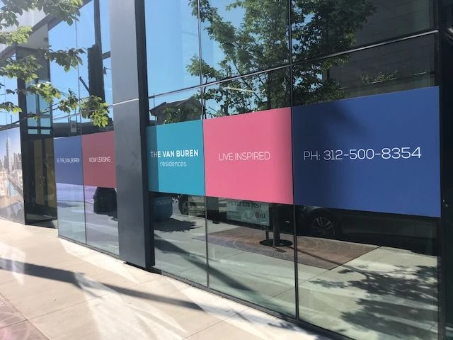 Property Management Window Graphics for Van Buren Apartments Side View
