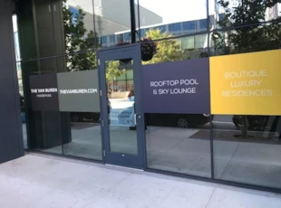 Property Management Window Graphics for Van Buren Apartments