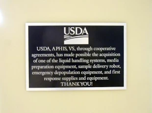 USDA Plaque with Information about Equipment