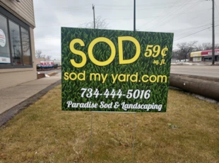 Yard sign for landscaping company