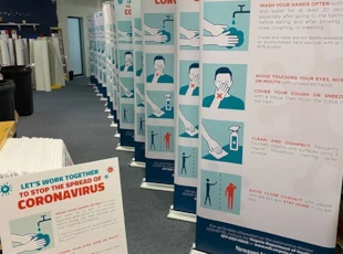 Banner Stands for COVID-19 Stop the Spread