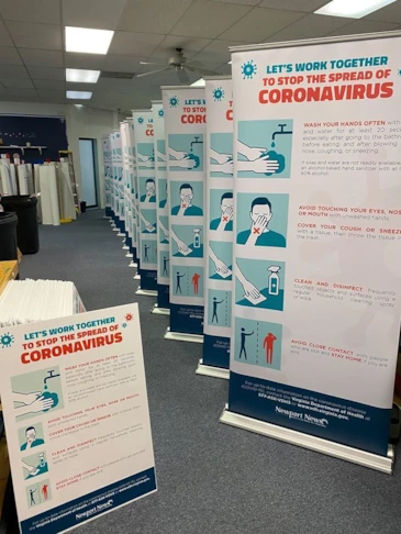 Banner Stands for COVID-19 Stop the Spread