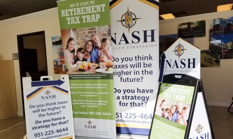 Indoor Banner stands for Wealth Strategies Company