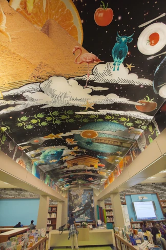 Creative Ceiling Graphics for School Library