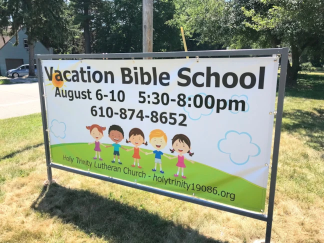 Outdoor Banner Stand for Vacation Bible School