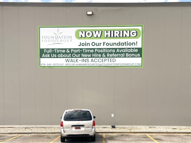 Now Hiring Vinyl Banner for Food Group