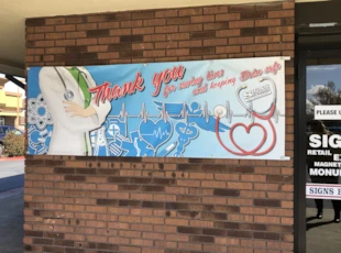 Thank you For Saving Lives Vinyl Banner