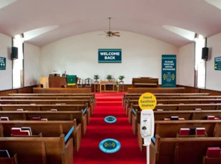 Social Distancing Signs and COVID-19 Signs for Church Nave