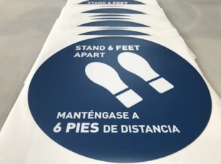 Social Distancing Floor Graphics Bilingual English and Spanish
