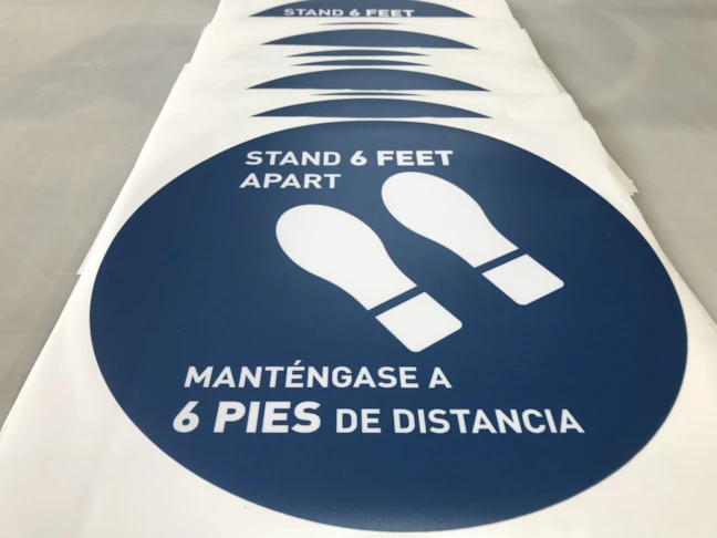 Social Distancing Floor Graphics Bilingual English and Spanish
