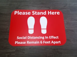Social Distancing Floor Graphics for Please Stand Here