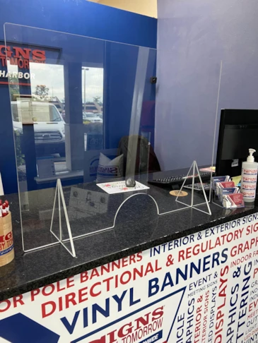 Branded Protection Screen for Signs By Tomorrow Front Desk