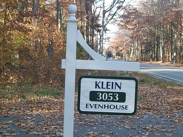 Sandblasted Redwood sign with post