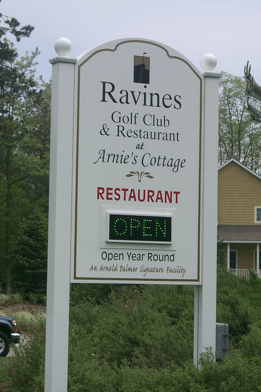 Digital printed vinyl w/ lamination on an architectural aluminum sign with light up 