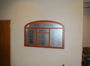 Etched Rowmark and Wood Backer Plate