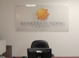 Reverse Printed Clear Acrylic with Silver Standoffs for Bankers Funding Group