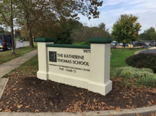 Monument Sign at The Katherine Thomas School in Rockville, MD 