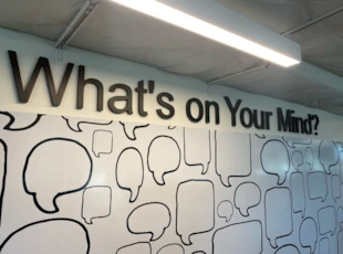 Custom printed Dry erase wallpaper installed with dimensional lettering