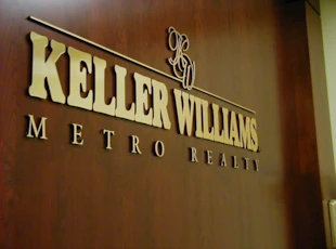 Black Acrylic with Brushed Gold Face Dimensional Lettering for Keller Williams