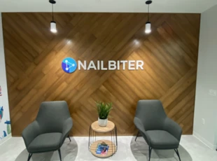 custom acrylic logo and lettering reception lobby sign