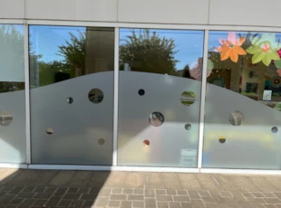Window graphics etched design