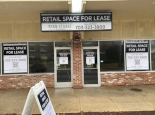 Assorted custom printed storefront signage. Window vinyl, lightbox, a-frame 