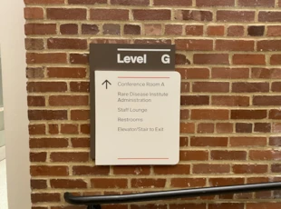 Custom wall mounted dimensional directional sign