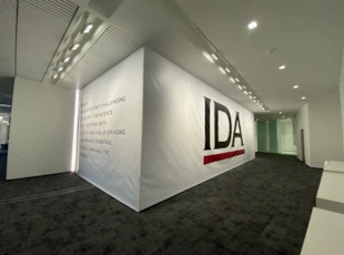 Custom print and installed large format vinyl banner, interior wall wrap