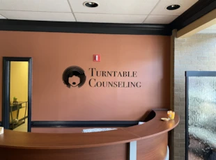 custom cut acrylic reception sign lobby logo