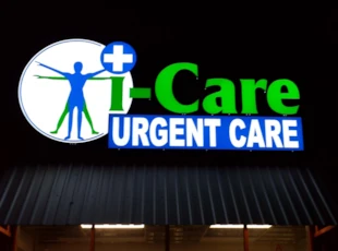 dimensional lettering, logo, illuminated, light, urgent care, icare, murrieta, signs by tomorrow, murrieta, inland valley, southern california