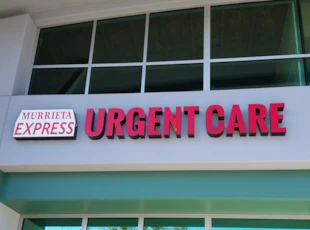 dimensional lettering, logo, illuminated, light, urgent care, express, murrieta, signs by tomorrow, temecula, inland valley, southern california