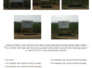 County of Riverside Public Hearing Notice Affidavit of Posting