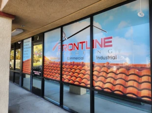 Vinyl Lettering & Graphics | Vinyl | Frontline Roofing | Window Graphics