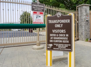 Metal Signs | Property Management | Murrieta, CA | Beer Creek | Transponder | Gate Sign | Gated Community | Private Property | No Trespassing | Surveillance Sign | Visitors Sign | Caution Sign |