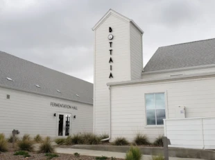 Black Non-Illuminated Dimensional Letters signage on white building, BOTTAIA Winery, Temecula Wine Country