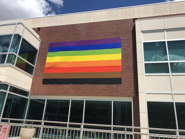 12 x 20 Fabric Banner hanging on the Boise State Student Union Building