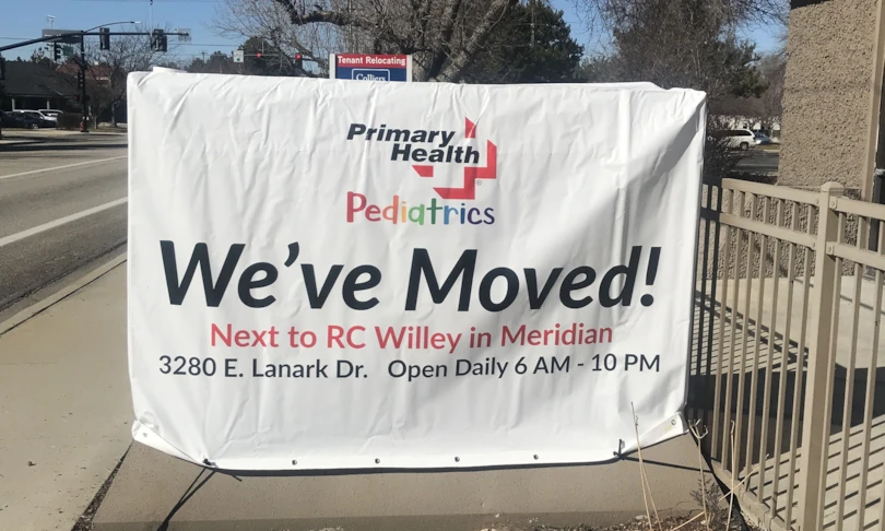 Custom-sized banner bags can be used to temporarily cover a monument sign 