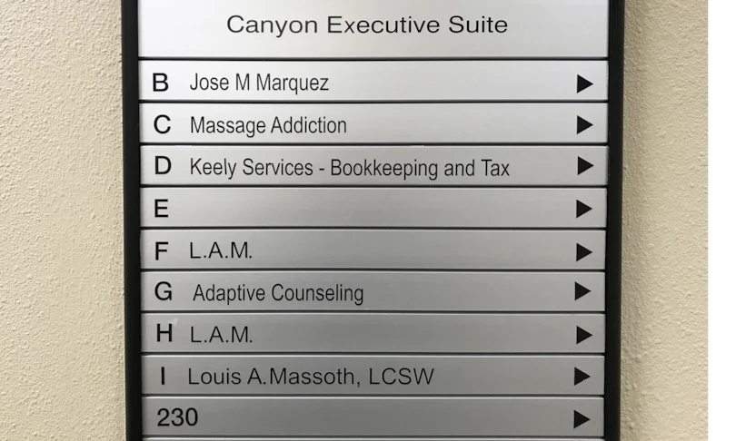 Directory sign with changeable vinyl lettering