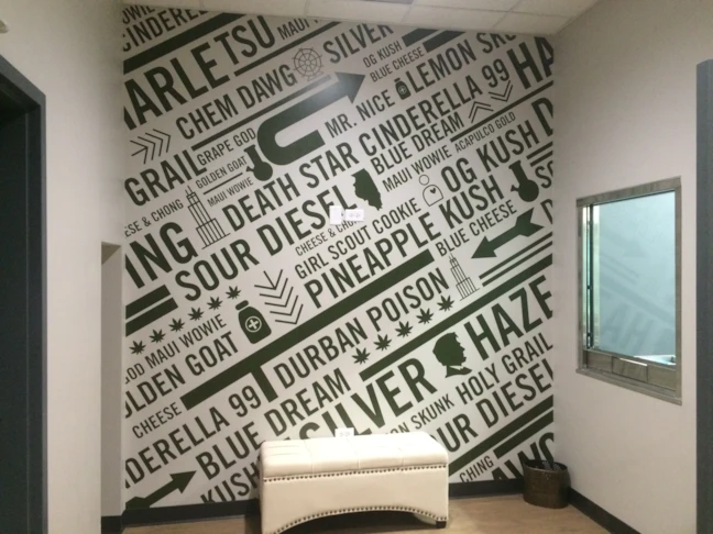 Custom vinyl wall graphic for cannabis dispensary