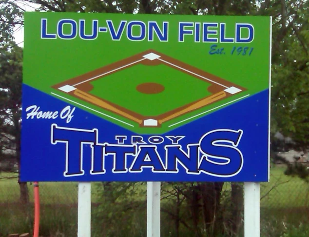 Post & Panel Sign at Troy Baseball