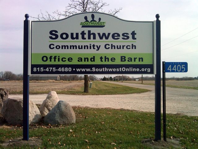 Post and Panel Sign in rural Minooka