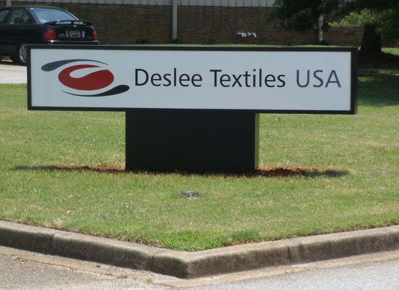 Deslee Textiles: Front monument sign with polymetal face