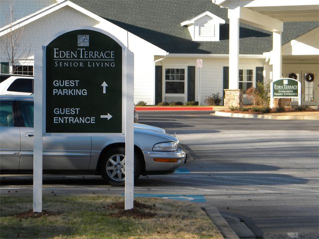 Eden Terrace, Poly-Metal sign attached to wood posts.